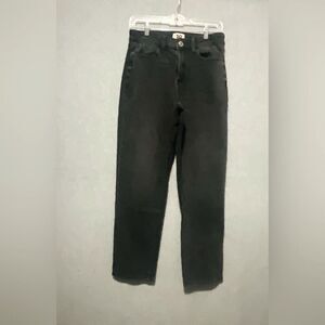 SO High Rise Mom Jeans Size 7 28W Black Faded Denim Straight Leg Classic